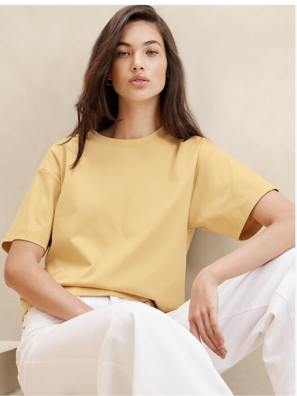 Banana Republic Short-Sleeve Tee in Pale Yellow